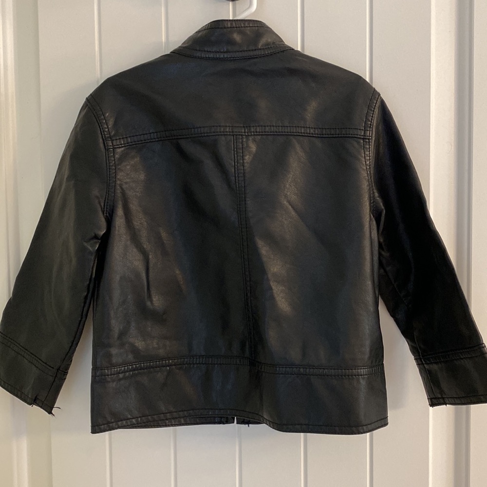 Girls toddler black fake leather jacket - Picture 3 of 3